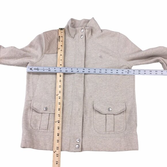 Lauren Ralph Lauren Jacket Women Medium Beige Snap Zip Outdoor Equestrian - Picture 5 of 9